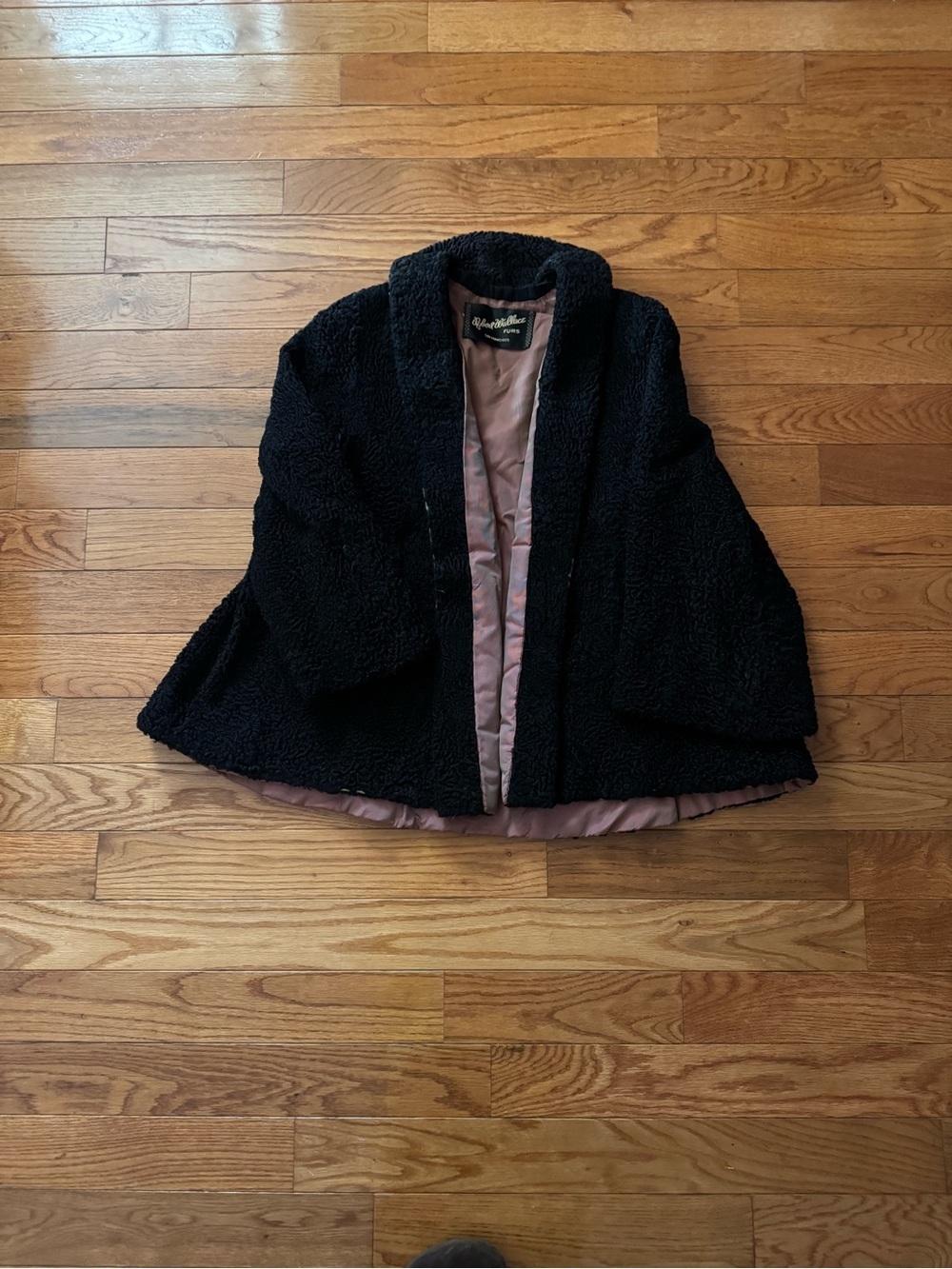 1950s Robert Wallace San Francisco Persian Lamb Fur Swing Coat XL